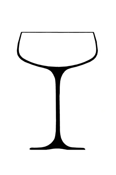 Champagner Coupé Einfache Schwarz Weiß Zeichnung — Stockfoto