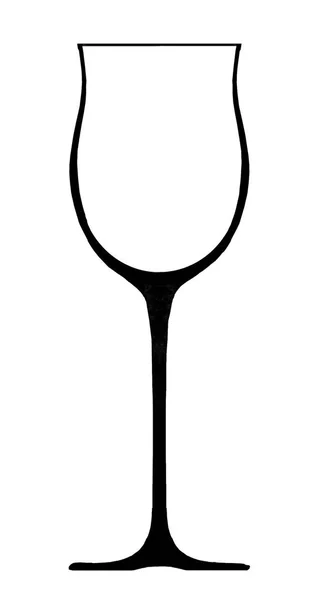 Glass Young White Wine Simple Black White Draw — Stock Photo, Image