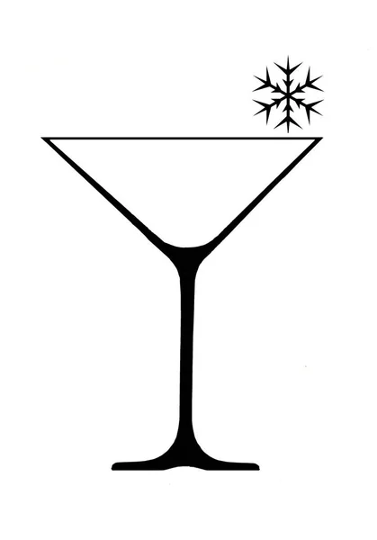 Martini Glass Precooled Simple Black White Draw — Stock Photo, Image