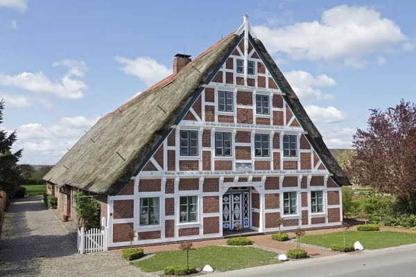 Thatched House Guderhandviertel Altes Land Dolní Sasko Německo Evropa — Stock fotografie