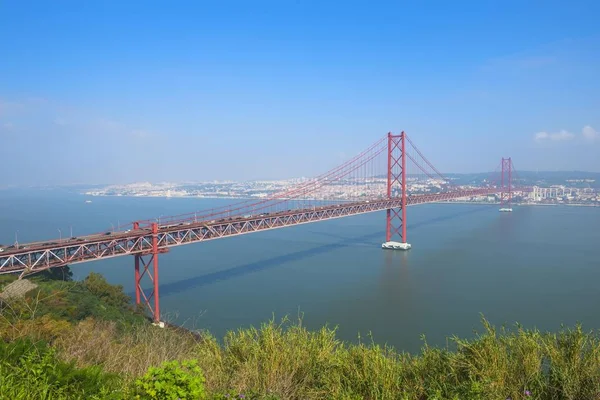 Vista Panorámica Del Ponte Abril Puente Abril Río Tajo Lisboa — Foto de Stock