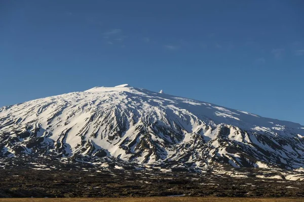 Vista Panorámica Del Pico Nieve Snaeffelsjkull Snaefellsness Vesturland Islandia Europa —  Fotos de Stock