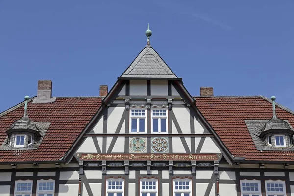 Vista Panorámica Casa Entramado Madera Plaza Del Mercado Goslar Harz — Foto de Stock