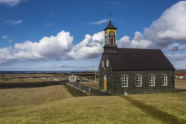Vista Panorámica Iglesia Hvalnes Sudurnes Islandia Europa — Foto de Stock