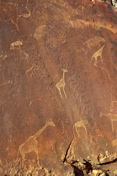 Ukiran Batu Sekitar 2000 Tahun Twyfelfontein Namibia Afrika — Stok Foto