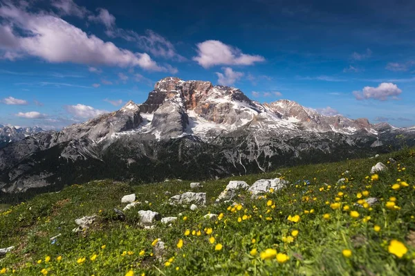 Dolomitas Con Prado Montaña Sexten Tirol Del Sur Italia Europa — Foto de Stock