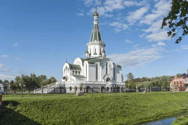 Naturskön Utsikt Över Alexander Nevskij Kyrkan Rysk Ortodoxa Leningrad Raion — Stockfoto