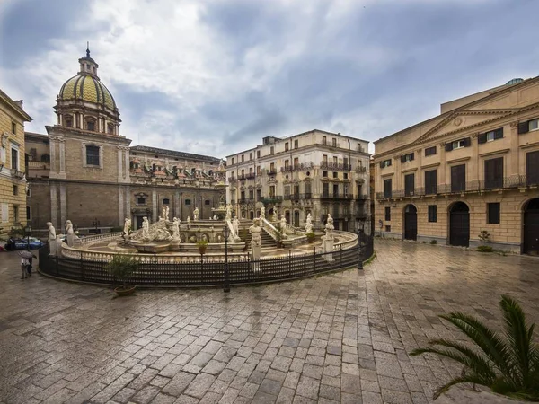 Fontána Fontana Della Vergogna Piazza Pretoria Florentského Mannermanského Sochaře Francesco — Stock fotografie