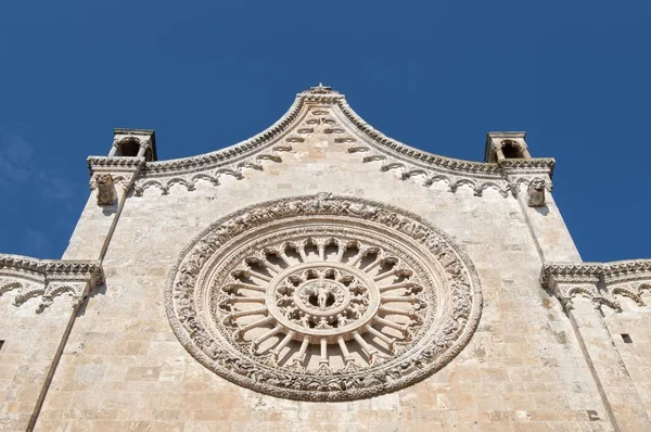 Schilderachtig Uitzicht Rose Window Kathedraal Van Ostuni Cattedrale Santa Maria — Stockfoto