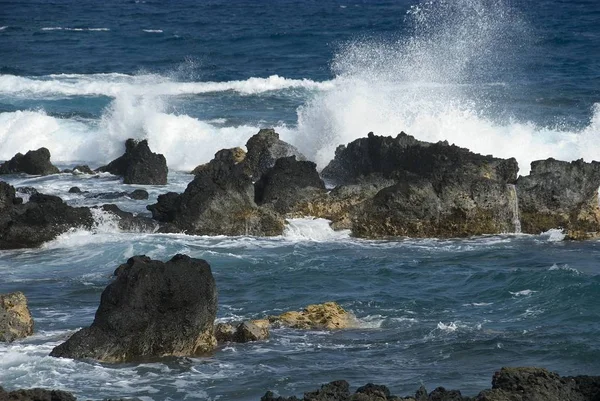 Surf Fuerte Costa Del Pacífico Isla Grande Hawai Estados Unidos — Foto de Stock