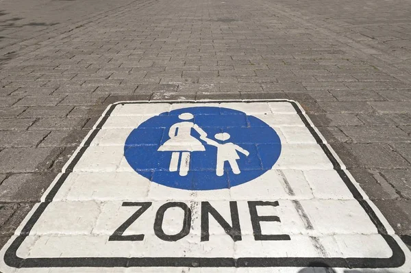 Pedestrian Zone Traffic Sign Road Markings Germany Europe — Stock Photo, Image