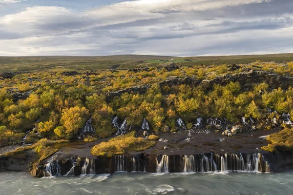 Hraunfossar Waterfalls Hvt River Autumn Iceland Europe — Stock Photo, Image