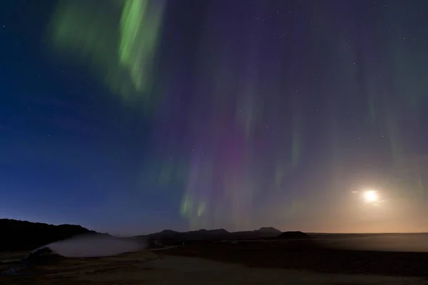 Vista Panorâmica Das Majestosas Luzes Norte — Fotografia de Stock