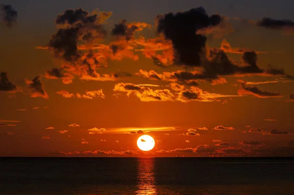 Orange Sun Sky Sea Sunset — Stock Photo, Image