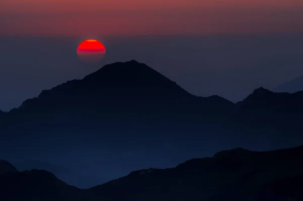 Alba Sopra Cime Delle Alpi Allgau Passo Passo Oberstdorf Baviera — Foto Stock