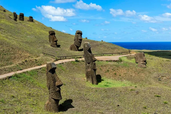 Moais Rano Raraku Rapa Nui National Park Unesco World Heritage — Stock Photo, Image