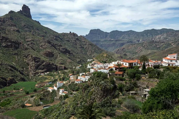 Uitzicht Tejeda Barranco Tejeda Roque Bentayga Gran Canaria Canarische Eilanden — Stockfoto