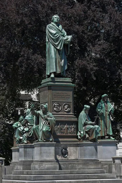 Luther Memorial Monumento Reforma Detalhe Parte Meio Retratando Martin Luther — Fotografia de Stock