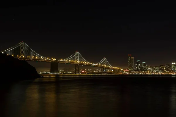 Oakland Bay Bridge Natten Kalifornien Usa Nordamerika — Stockfoto