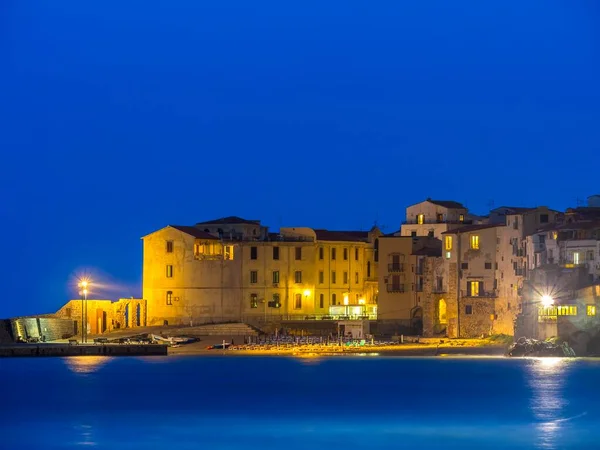 Vistas Cefalu Por Noche Cefalu Provincia Palermo Sicilia Italia Europa — Foto de Stock