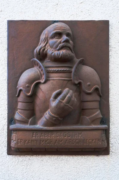 Bronze Plaque Portrait Frankish Imperial Knight Gtz Von Berlichingen His — 스톡 사진