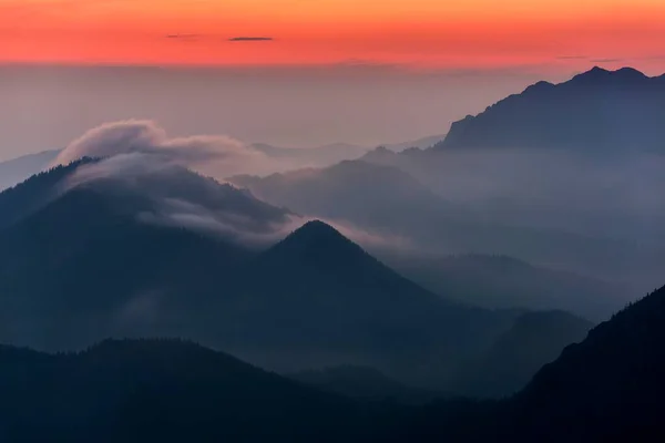 Blaue Stunde Mit Bayrischen Alpen Herzogstand Oberbayern Bayern Deutschland Europa — Stockfoto