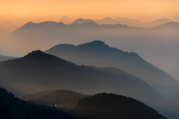 Blue Hour Bavarian Alps Felgstand Upper Bavaria Bavaria Germany Europe — стоковое фото