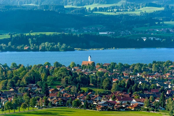 Krajobraz Miejski Jezioro Forggensee Schwangau Knigswinkel Ostallgu Allgu Swabia Bawaria — Zdjęcie stockowe