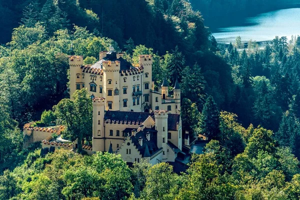 Hohenschwangau Castle Lake Schwansee Schwangau Knigswinkel Ostallgu Allgu Swabia Bavaria — Stock Photo, Image