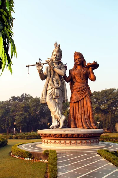 Lord Krishna Och Radha Staty Shiv Murti Mandir Complex Vid — Stockfoto