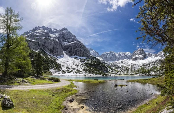 Seebensee Vorderer Tajakopf Schartenkopf Und Drachenkopf Wetterstein Tirol Österreich Europa — Stockfoto