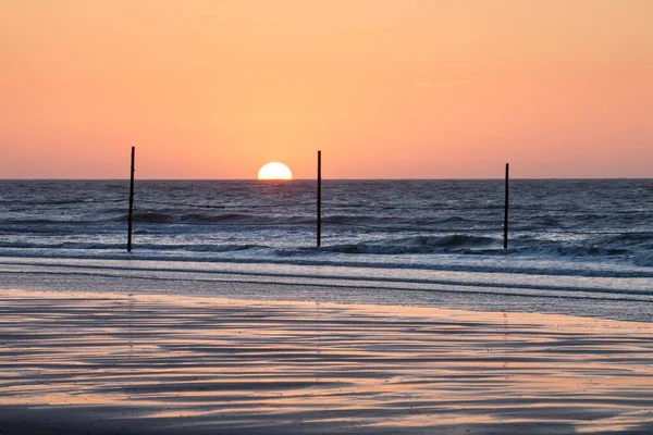 Kuzey Denizi Kıyısında Gün Batımı Wangerooge Doğu Frizya Adası Doğu — Stok fotoğraf