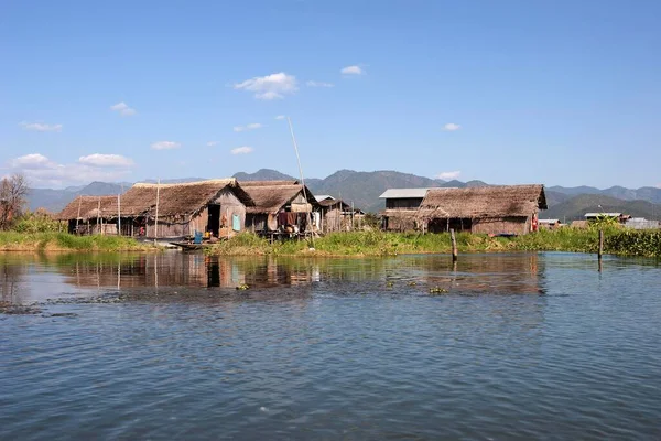 Maisons Traditionnelles Inle Lake État Shan Myanmar Asie — Photo