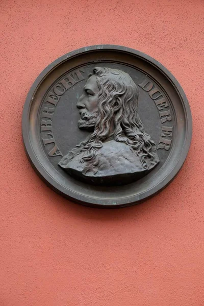 Portrait Albrecht Drer Sur Façade Maison Nuremberg Moyenne Franconie Bavière — Photo