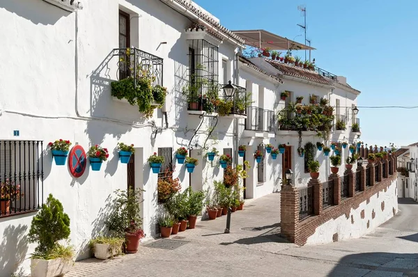 Calle Muro Calle Con Casas Lavadas Mijas Pueblo Andalucía España —  Fotos de Stock