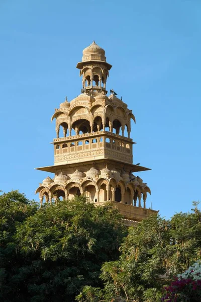 Tower Mandir Palace Hotel Royal Palace Jaisalmer Rajasthan India Asia — стокове фото