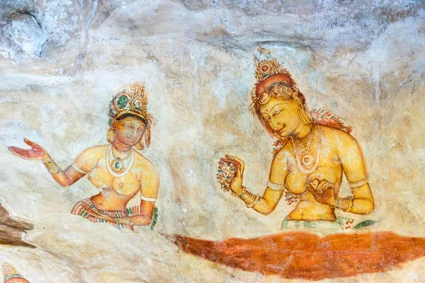 Sigiriya Wall Frescoes Sigiriya Lion Rock Sri Lanka Ásia — Fotografia de Stock