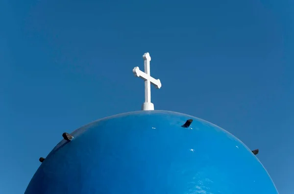 Gerasimos Kilisesi Firostefani Santorini Yunanistan Avrupa Nın Mavi Kubbesi — Stok fotoğraf