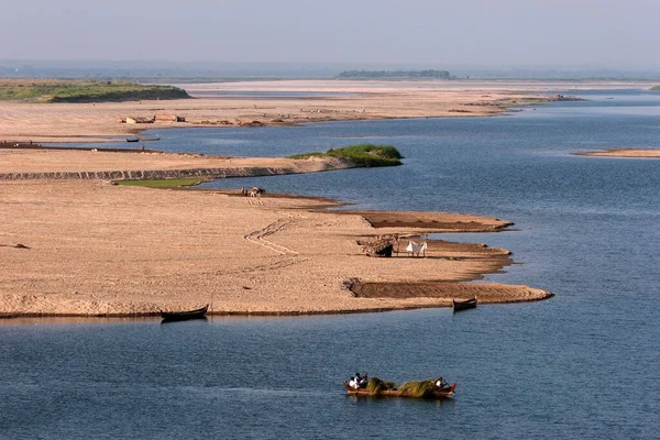 Flodbanken Irrawaddy Eller Ayeyarwaddy Jordbruk Bagan Mandalay Region Myanmar Asien — Stockfoto