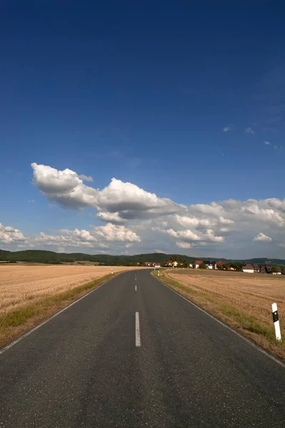 Road Mown Fields Kirch Rttenbach Middle Franconia Bavaria Germany Europe — Stock Photo, Image