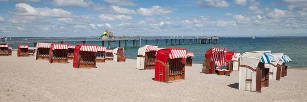 Timmendorfer Beach Beach Chairs Pier Niendorf Bay Lbeck Schleswig Holstein — Stock Photo, Image