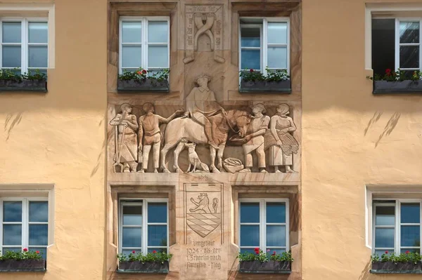 Relief 1924 Town Hall Amberg Upper Palatinate Bavaria Germany Europe — Stock Photo, Image