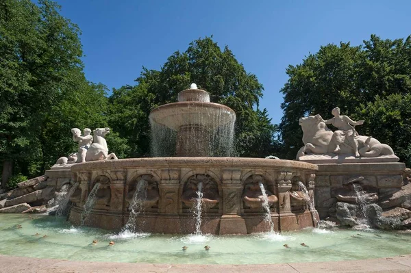 Wittelsbach Fountain Construído 1895 Lenbachplatz Munique Alta Baviera Alemanha Europa — Fotografia de Stock