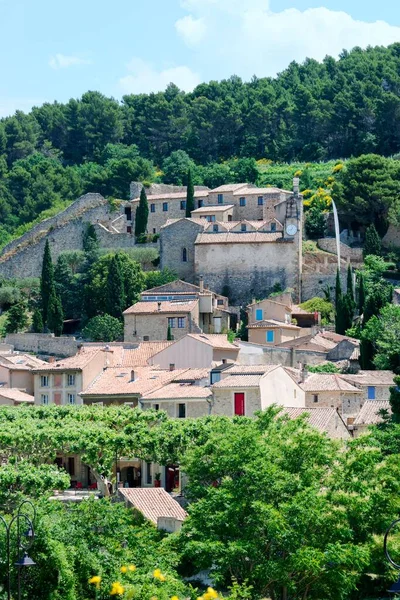 Vista Vila Gigondas Vaucluse Provence Alpes Cote Azur França Europa — Fotografia de Stock