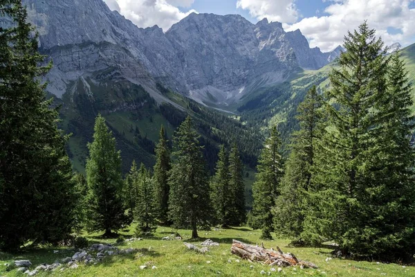 View Binsalm Laliderer Walls Mountains Karwendel Tyrol Austria Europe — Stock Photo, Image