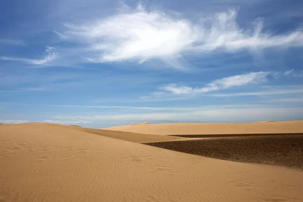 Dyner Sanddyner Maspalomas Molnbildning Naturreservat Gran Canaria Kanarieöarna Spanien Europa — Stockfoto
