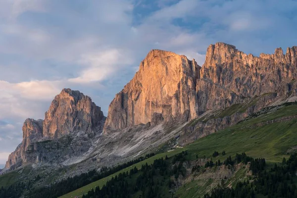 Rosengarten Group Västra Sidan Kvällsljus Från Karerpass Croda Rossa 2806 — Stockfoto