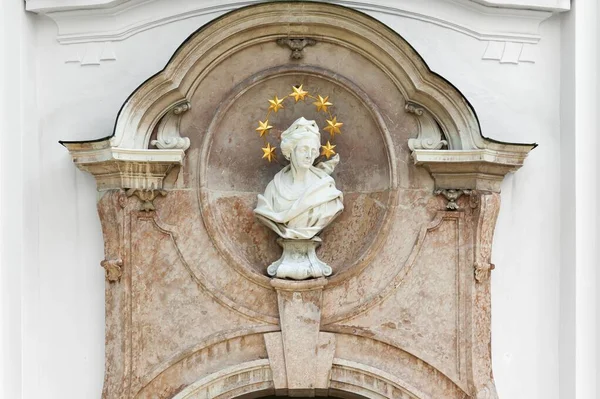 Marie Busto Fachada Ocidental Marienmuenster 1720 Dieen Alta Baviera Alemanha — Fotografia de Stock