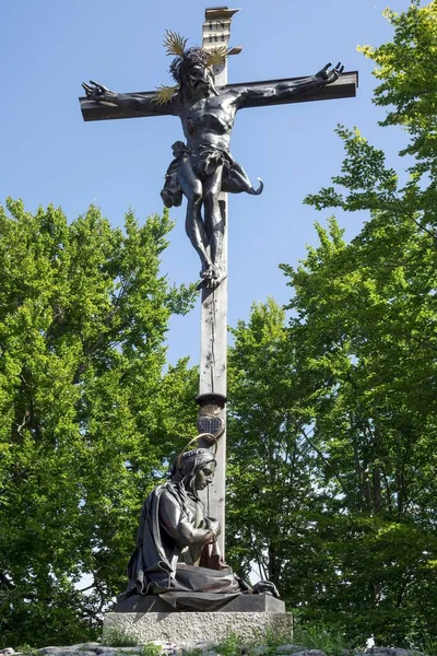 Ježíš Kříži Figurka Světce Kalvárie Bad Tlz Horní Bavorsko Bavorsko — Stock fotografie