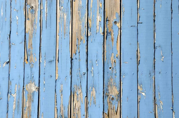 Wall Made Light Blue Wooden Slats Paint Peeling — Stock Photo, Image